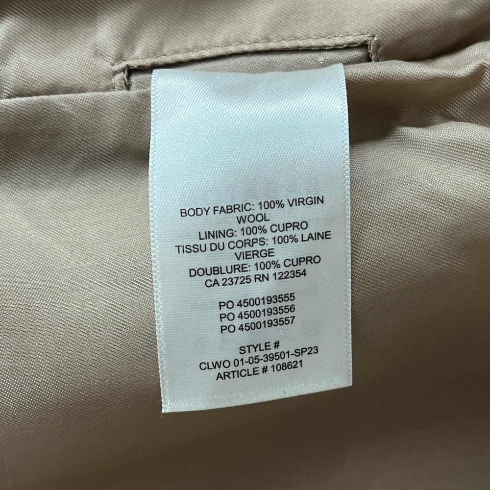 Aritzia Babaton O'hara Wool New Camel/Tan Formal Evening Business Trench Coat S - Picture 16 of 16